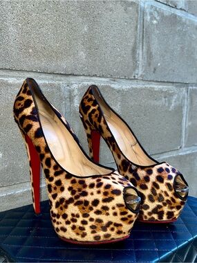 Christian Louboutin Highness Leopard Print Calf Hair Pumps Size IT 42